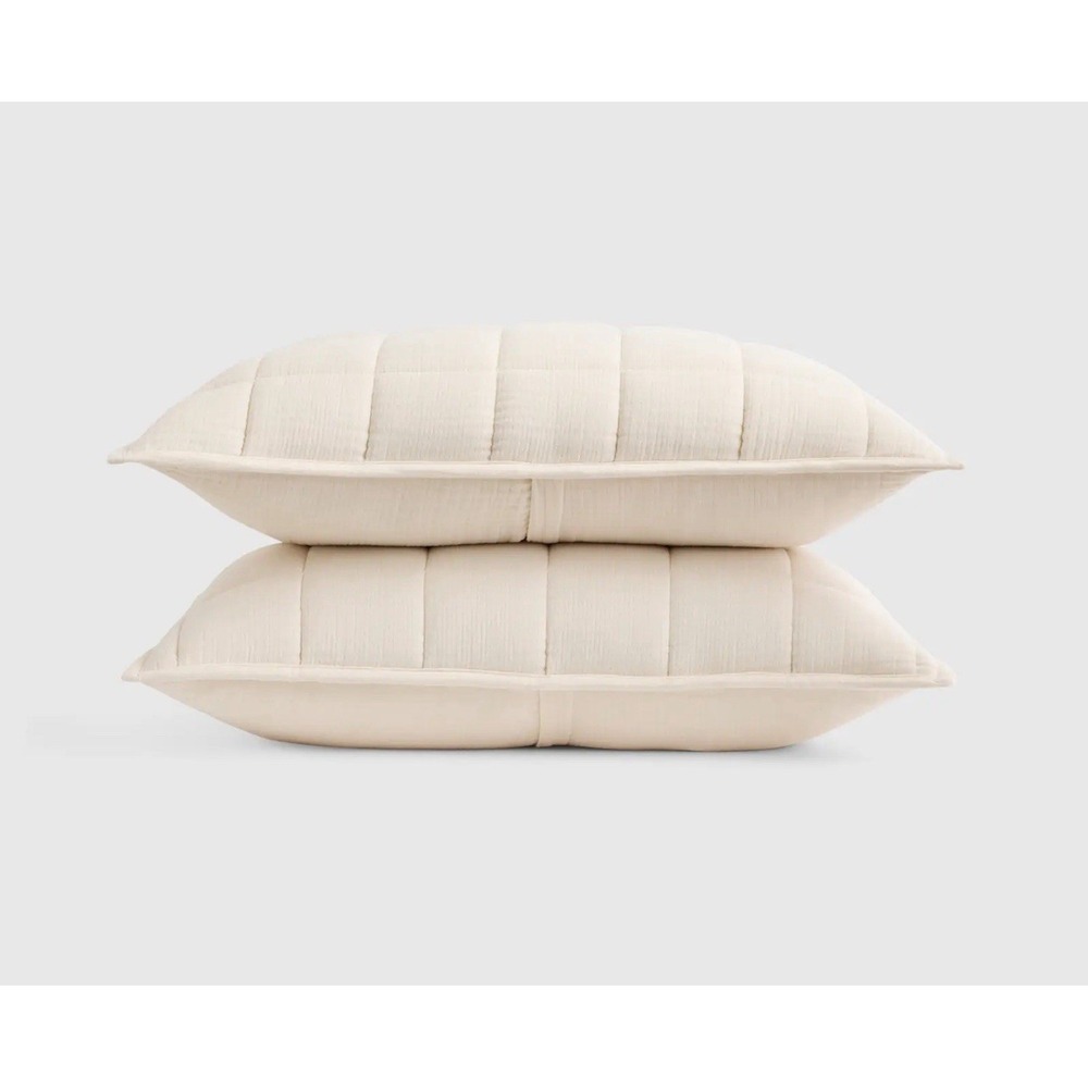 NWOT Quince Undyed 100% Cotton‎ Airy Gauze Box Quilt Set Of 2 King Shams Organic